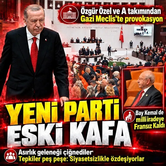 Yeni Parti’den Gazi Meclis’te milli iradeye büyük saygısızlık: Başkan Erdoğan’ın hitabı öncesinde salonu terk ettiler