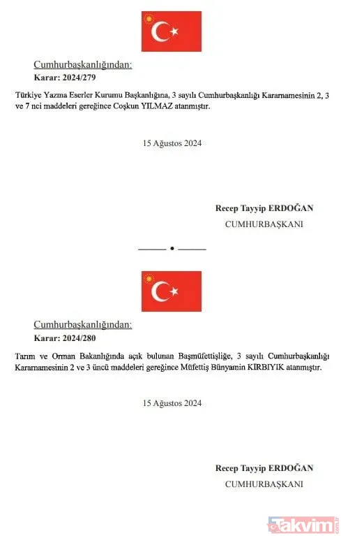 Başkan Erdoğan imzaladı: Atama kararları Resmi Gazete'de! Emniyet Genel Müdürlüğü ve Jandarma Genel Komutanlığı'na yeni isimler - 18
