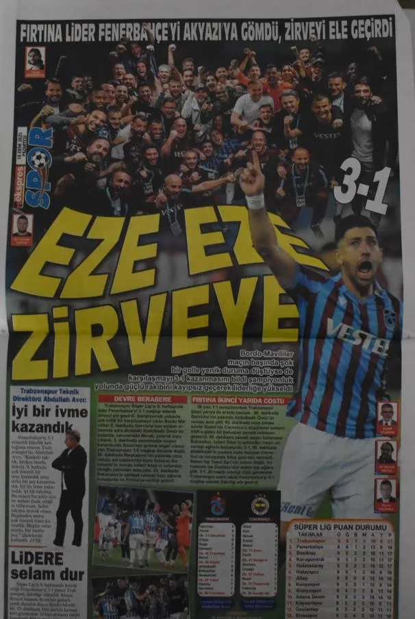 Trabzonspor'un Fenerbahçe zaferi yerel basının manşetlerinde: Lider olunmaz doğulur koçum!-8