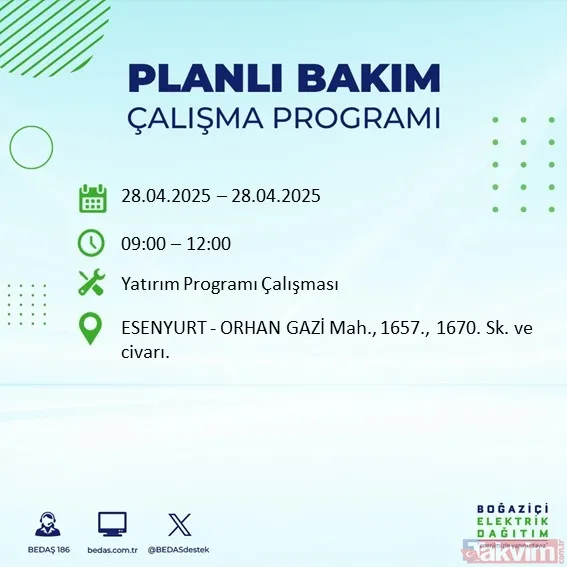 İSTANBUL ELEKTRİK KESİNTİSİ: BEDAŞ 28 Nisan 2025 Pazartesi elektriklerin gideceği ilçeleri duyurdu - 48