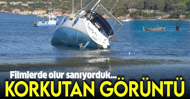 SON DAKİKA HABERİ: İzmir’de korkutan görüntü: Denizin taştığı Seferihisar’da deniz çekildi