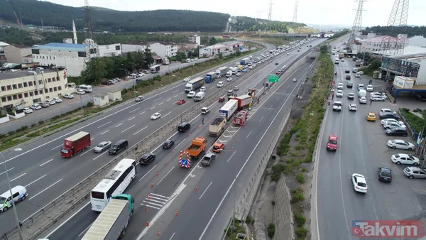 TEM'i kilitleyen kaza! Sultanbeyli'de 3 TIR birbirine girdi - 10