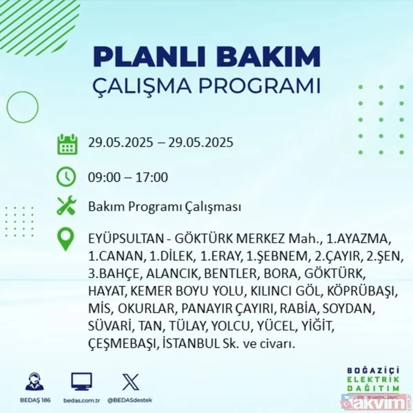 Bedaş 29 Mayıs İstanbul Elektrik Kesintisi