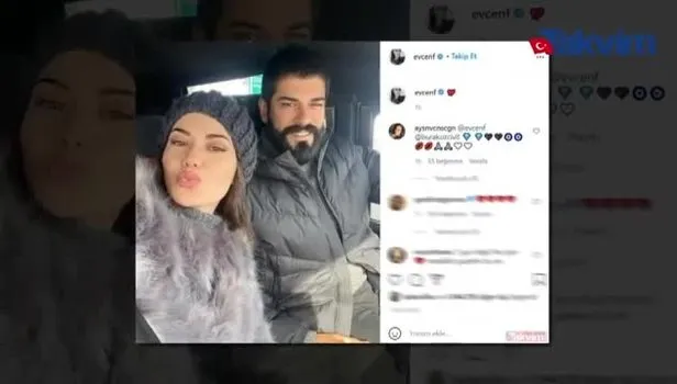 Güzel oyuncu Fahriye Evcen'den öpücüklü aşk pozu!