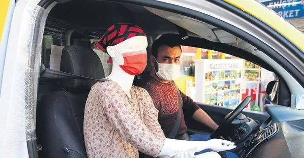 Antalya’da taksiciden koronavirüse cansız mankenli önlem