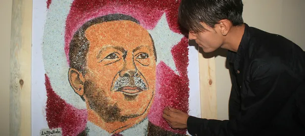 Afgan ressam yakut taşıyla Erdoğan'ı resmetti