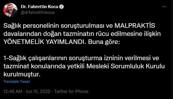 Sağlık Bakanı Fahrettin Koca'dan sağlık çalışanlarını ilgilendiren MALPRAKTİS açıklaması-4
