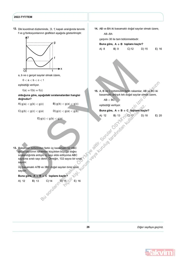 YKS TYT FUL A-B-C-D kitapçığı soru ve cevap anahtarı! 2022 YKS TYT SORU VE CEVAPLARI PDF İNDİR! osym.gov.tr YKS TYT Türkçe, Sosyal Bilimler, Matematik, Fen, Coğrafya, Din cevap anahtarı! - 28
