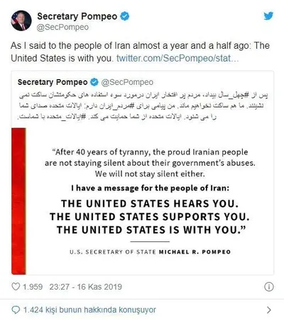 ABD’den İran'daki protestoya açık destek: Yanınızdayız-1