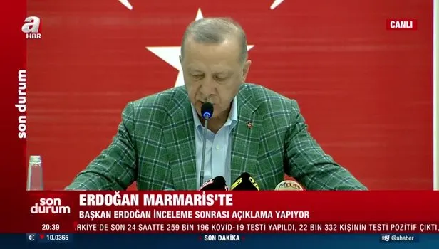 Başkan Erdoğan'dan Marmaris’te önemli açıklamalar: Ormanlarımızı yakanları bulmak boynumuzun borcu