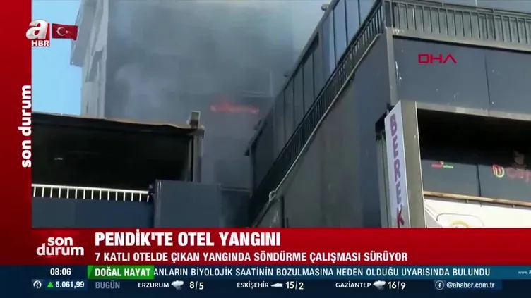 Pendik’te 7 katlı otelde yangın!