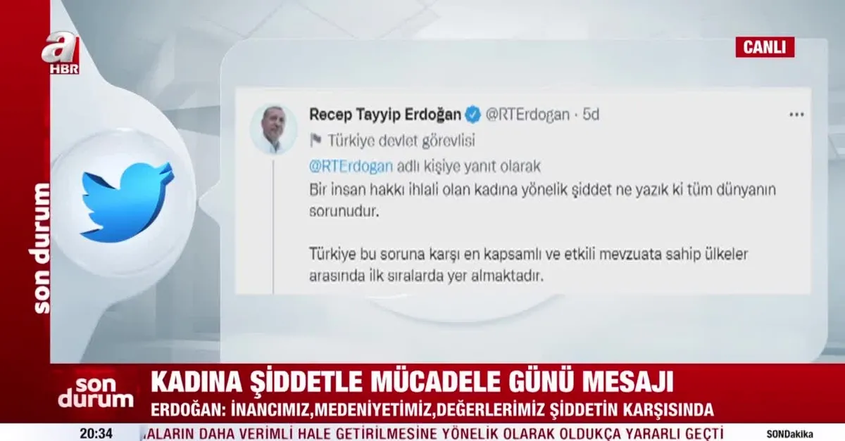 Başkan Erdoğan'dan kadına şiddet mesajı