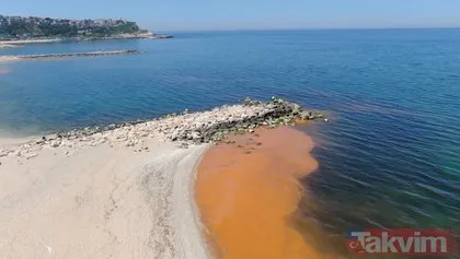 Arnavutköy Karaburun Sahilinde şaşırtan görüntü: Denizin rengi değişti