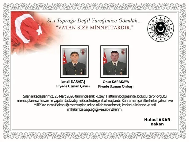 Son dakika: MSB: 2 asker şehit oldu, 2 asker yaralandı-1