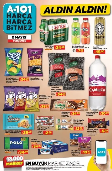 1714419930621.jpg A101'de 2 Mayıs'ta 100 TL indirim! 12'li tuvalet kağıdı 179 TL'en 79 TL'ye düştü! 1.25 L sıvı yağ 89 TL, tost peyniri 69.90 TL, sucuk 149 TL...-15