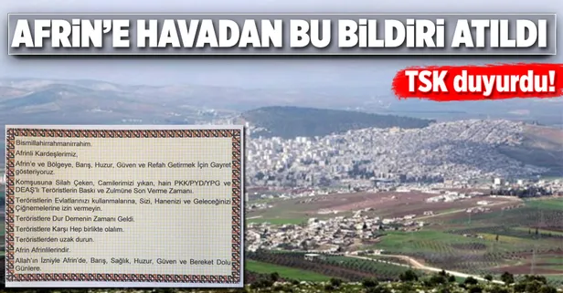 TSK Afrin'de havadan bildiri attı