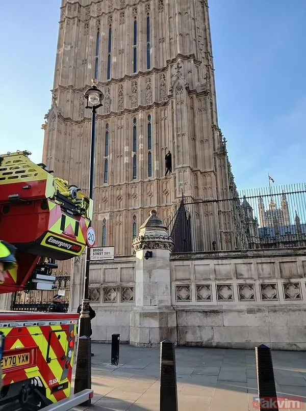 Filistin yanlısı protestocu Big Ben’e tırmandı Londra ayağa kalktı! Westminster Köprüsü kapatıldı - 4