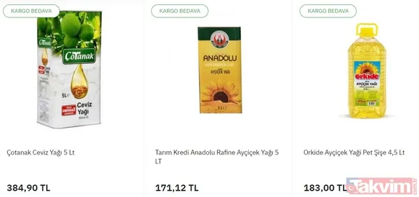Tarım Kredi Ayçiçek Yağı Teneke 5 Lt 171,12 Tl