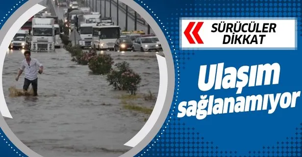 Son dakika... Ulaşıma sel engeli! Ankara-İzmir yolu trafiğe kapandı!