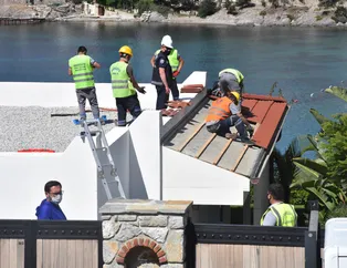 Sözcü yazarı Yılmaz Özdil'in villasındaki kaçak eklentilerin yıkım çalışması 6'ncı gününde