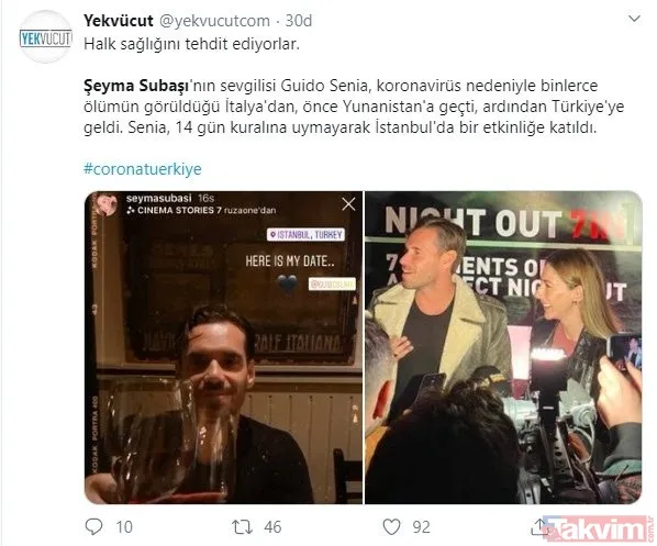 Şeyma Subaşı ve İtalyan sevgilisi Guido Senia koronavirüs testine sokuldu! 14 gün karantina... - 17