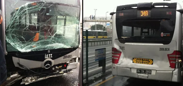 Metrobüs yolunda kaza