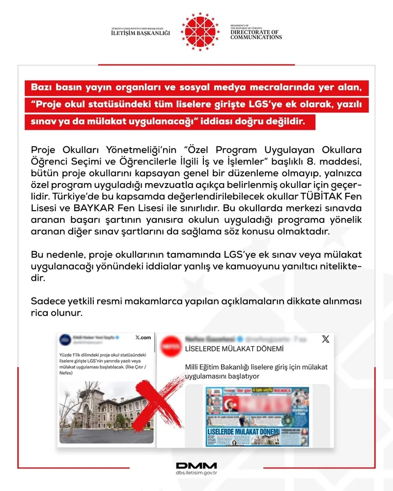 İletişim Başkanlığı’ndan “proje okulları” iddialarına net yalanlama-2