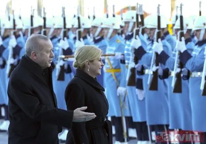 Başkan Erdoğan Hırvatistan Cumhurbaşkanı Kitaroviç’i resmi törenle karşıladı