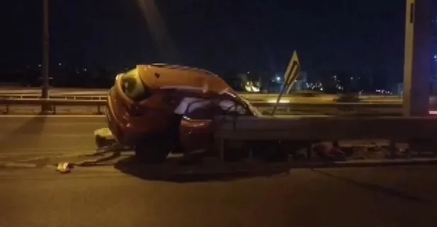 Ataşehir'de feci kaza! Bariyerlere ok gibi saplandı: 1'i ağır 3 yaralı