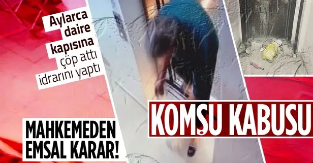 Komşu kabusu! Daire kapısına çöp attı idrarını yaptı