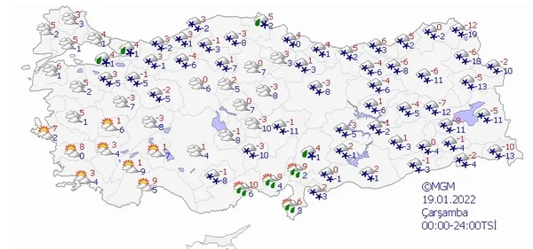 HAVA DURUMU | Meteoroloji haritayı paylaştı tarih verdi! Kuvvetli kar yağışı geliyor | 16-20 Ocak 2022-13