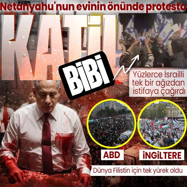 Yüzlerce İsrailliden Netanyahunun evinin önünde protesto: Bibi bir katil