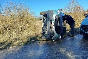 Bolu'da para taşıyan zırhlı araç devrildi