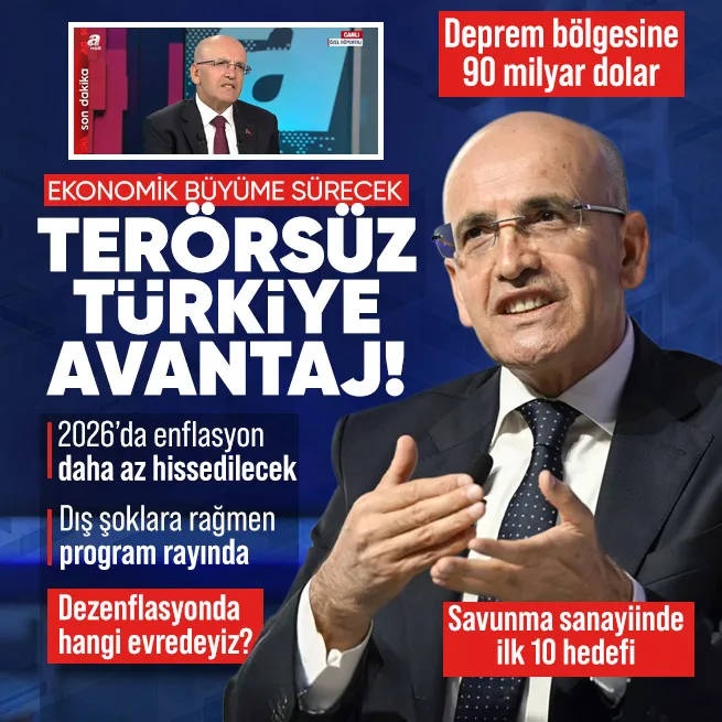Ekonomik program rayında! Hazine ve Maliye Bakanı Mehmet Şimşekten A Haberde enflasyon için net mesaj: 2026da daha az hissedilecek