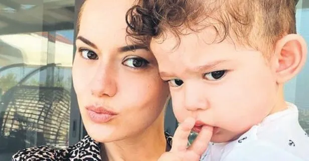 Burak Özçivit’in eşi Fahriye Evcen oğlu Karan ile fotoğrafını paylaştı: “Babası gibi keskin bakışlım”