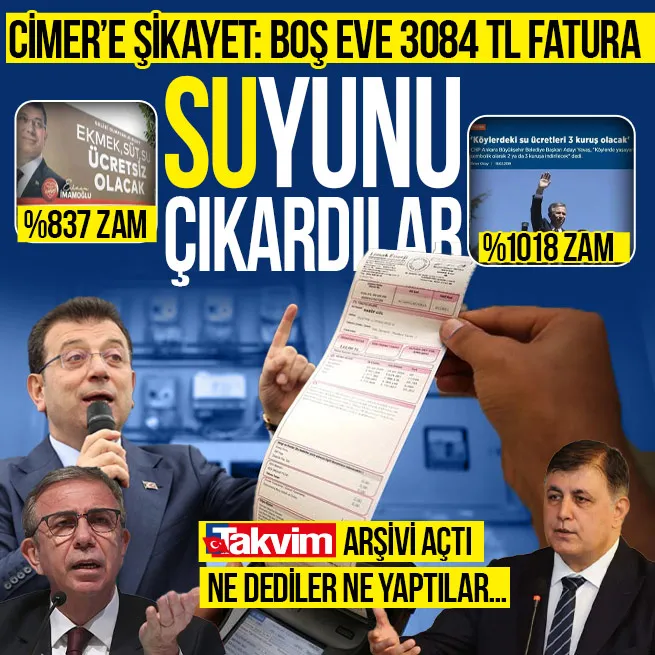 CHPli belediyeler soygunun suyunu çıkardı! İstanbulda %837 Ankarada %1018 zam... Kimsenin olmadığı meskene 3084 TL fatura