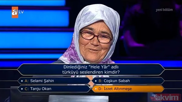 Kim Milyoner Olmak İster'de 104 bin takipçili Habibe teyze 1 milyon TL değerindeki soruyu açmayı başardı! "TDK'ya göre hangisinin içinde geçtiği deyim yoktur" sorusunda çekildi... - 10