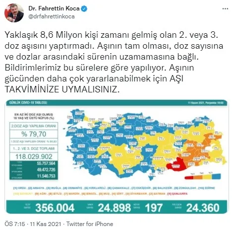 son-dakika-saglik-bakanligi-11-kasim-2021-koronavirus-vaka-vefat-ve-asi-tablosunu-paylasti-1636647628928.jpg Son dakika: Sağlık Bakanlığı 11 Kasım 2021 koronavirüs vaka, vefat ve aşı tablosunu paylaştı!-2