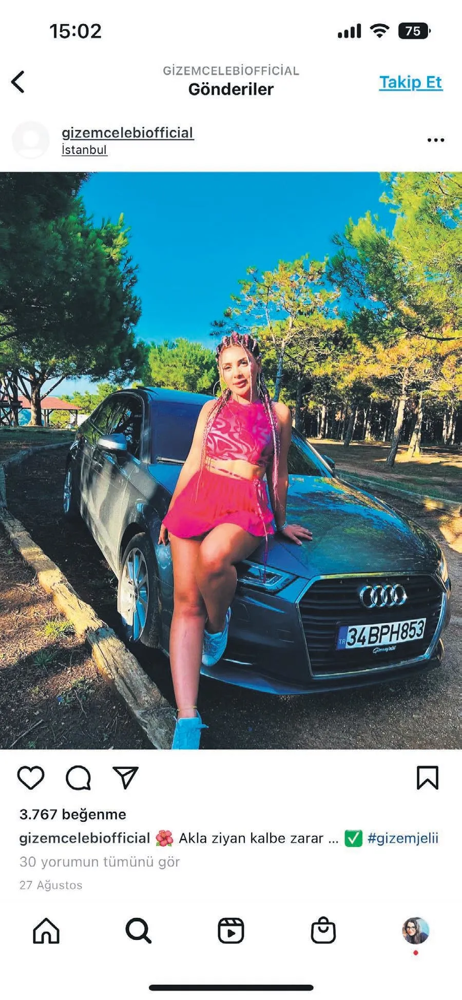 Kadına şiddet, sınır tanımadı! Fenomen Gizem Çelebi'nin lüks aracı eski sevgilisi tarafından kurşunlandı