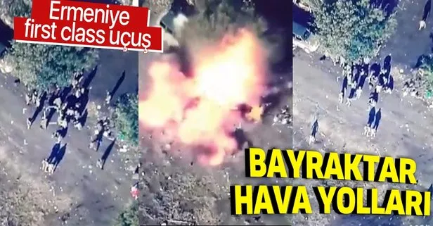 Son dakika: Ermenistan askerlerinin havaya uçurulduğu anlar SİHA kamerasında