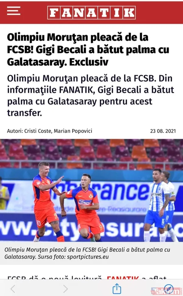 SON DAKİKA: Steaua Bükreş Başkanı açıkladı: Olimpiu Morutan’ı 5.7 milyon Euroya Galatasaray'a sattım - 6