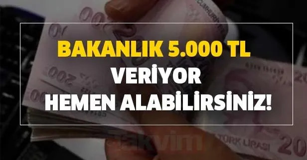 Bakanlık 5.000 TL veriyor hemen alabilirsiniz!