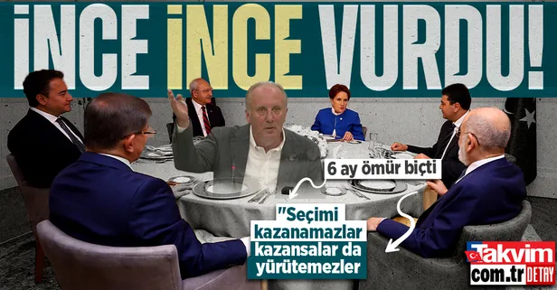 Muharrem İnce'den 6'lı koalisyona yaylım ateşi: "Seçimi kazanamazlar, kazansalar yürütemezler, ömürleri 6 aylık..."