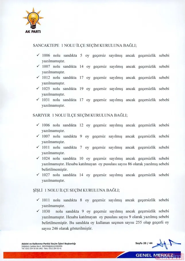 İÅte  AK Parti İstanbul seçimlenin iptali için YSK'ya verdiÄi 44 sayfalık olaÄanüstü itiraz dilekçesi