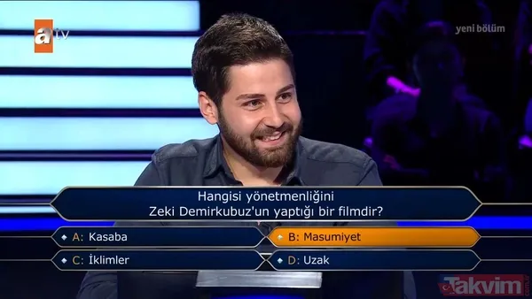 "Kim Milyoner Olmak İster?"de nefes kesen anlar: 500 bin TL'lik "Züğürt Ağa" filmi sorusu heyecanı doruklara getirdi. - 11