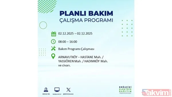 İstanbul elektrik kesintisi 2 Aralık: 8 saat yok! Gaziosmanpaşa, Beşiktaş, Beyoğlu... - 12