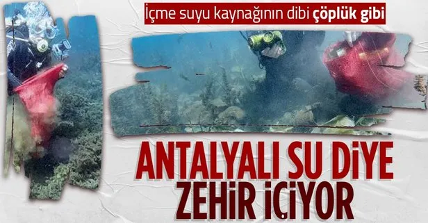 Şişeler, kırık cam ve inşaat molozları... Antalya’nın içme suyu kaynağının dibi çöplüğe döndü