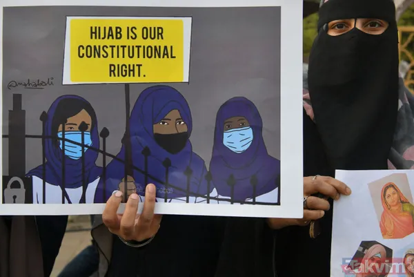 SON DAKİKA: Hindistan'ın 28 Şubat'ı! Başörtüsü yasaklarına karşı eylemler sürüyor: Bıçak taşıyan 2 kişi gözaltına alındı - 13