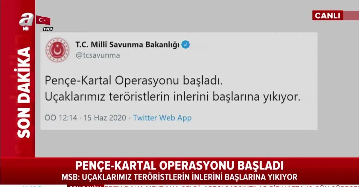 Son dakika: MSB duyurdu: Pençe-Kartal Operasyonu başladı