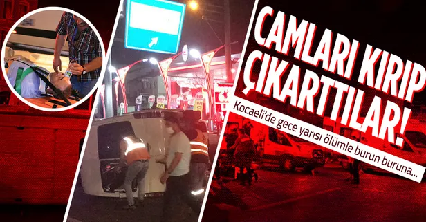 Son dakika: Kocaeli'de vardiyadan çıkan işçileri taşıyan araç kaza yaptı! İçeridekileri camları kırarak çıkarttılar